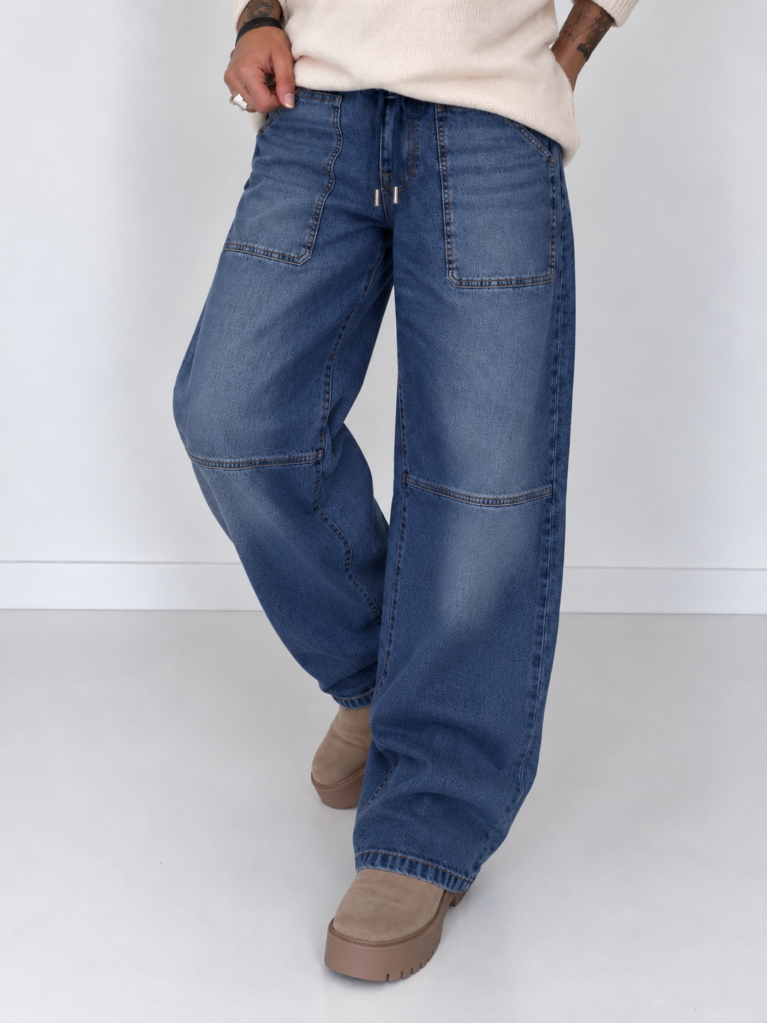Ballonjeans mit großen Taschen - denim