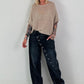 Leichter Pullover mit halben Arm - taupe