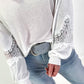 Pullover mit Spitzeneinsätzen - weiss