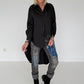 Hemdbluse mit Strukturstreifen - schwarz