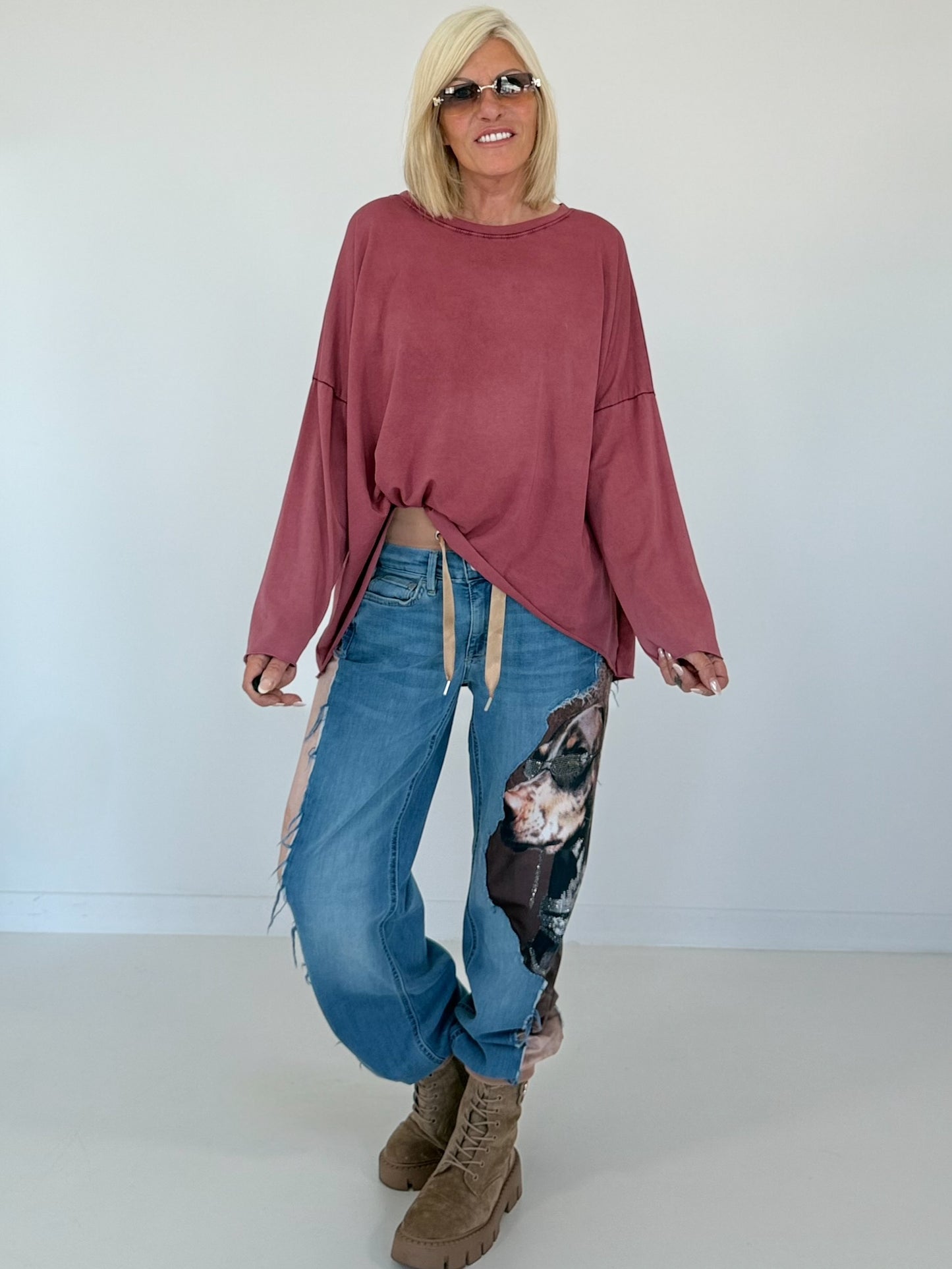 Oversized Shirt stone washed - berry