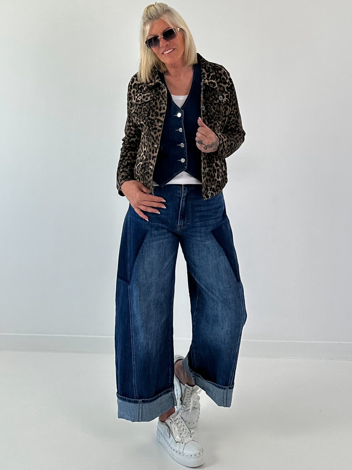 Leopard print denim jacket - multicolored