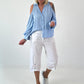 Bluse mit cold shoulder Detail - hellblau