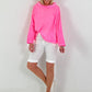 Blouse-style shirt with round neck - neon pink