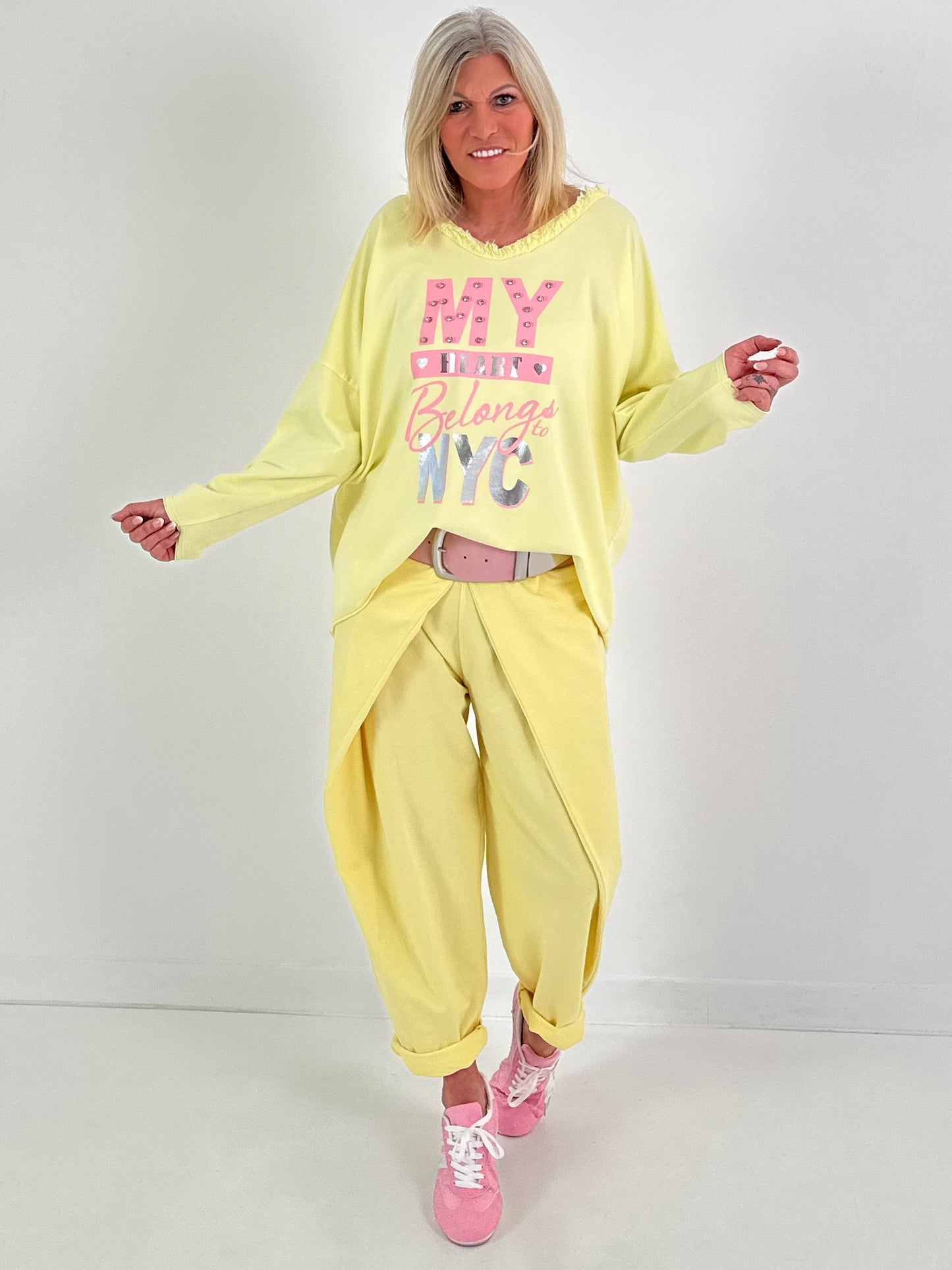 Casual broek met een wikkeldesign - geel