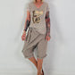 T-Shirt Love mit Leo- und Paillettendetails - taupe