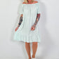 Dress with short sleeves and flounce - mint