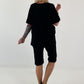 T-Shirt mit Häkelstern-Nieten-Cut-Outs - schwarz