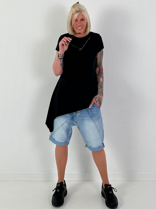T-Shirt asymmetrisch - schwarz
