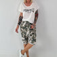 T-Shirt in edlem Materialmix -weiss