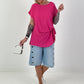 Blusenshirt mit seitlichem Bindeknoten - pink