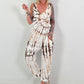 Jumpsuit mit Batikmuster - weiss-beige-dunkelbraun