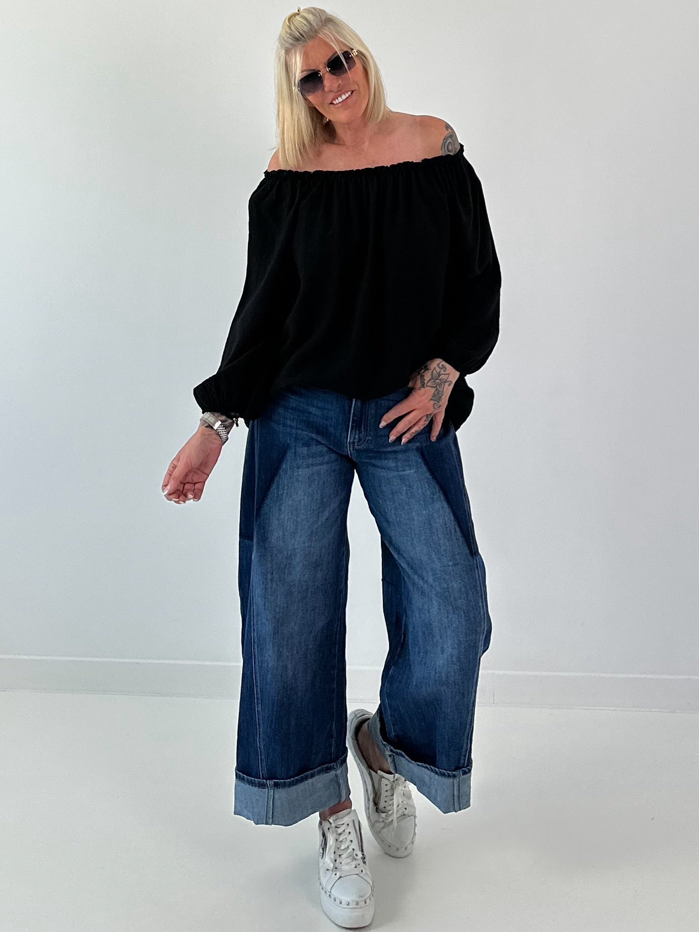 Carmen Tunika  - schwarz
