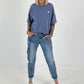 Sweater stone washed  - blau