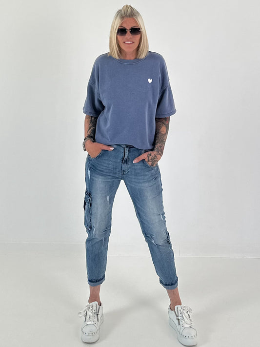 Sweater stone washed  - blau