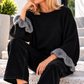 Sweater with ruffled cuffs - black-grey