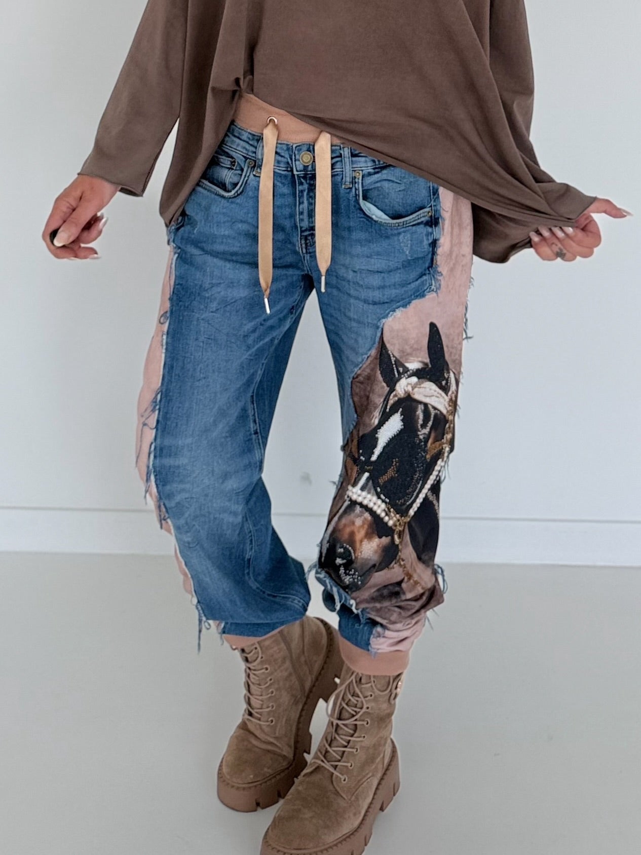 Jogg-Jeans im Used Look Horse - denim