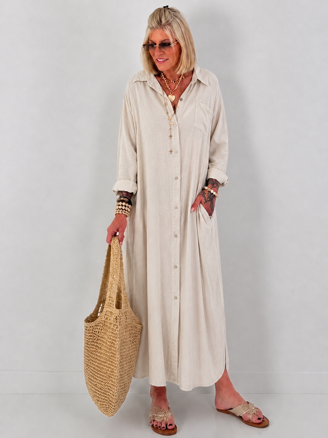 Linen dress - beige