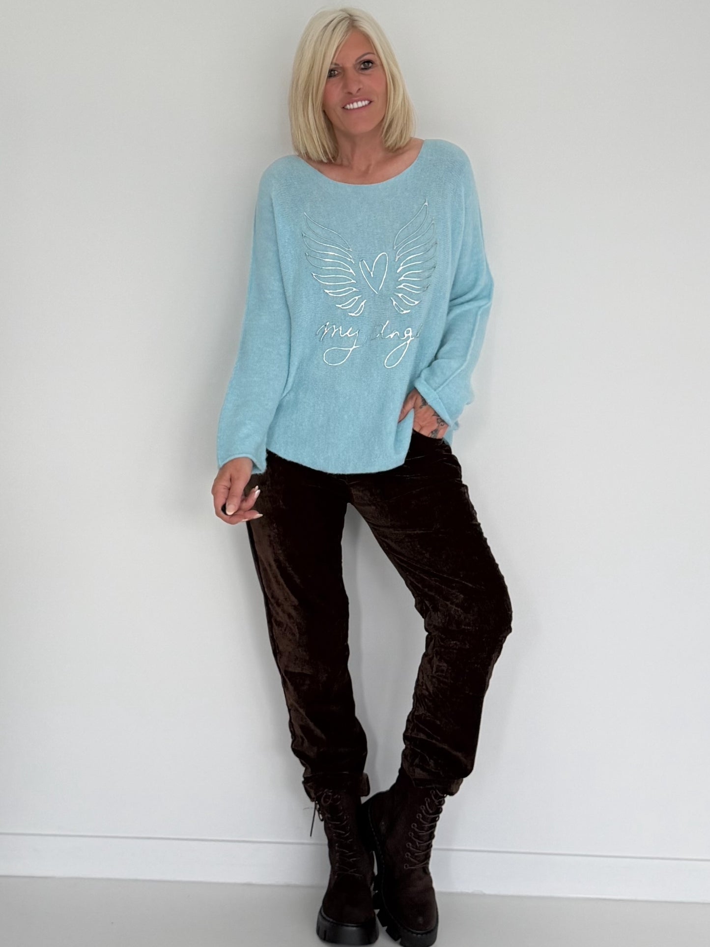 Weicher Pullover My Angel - hellblau