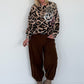 Sweater im Allover-Leo-Print mit Strass- und Glitzer Smileys - beige-mehrfarbig