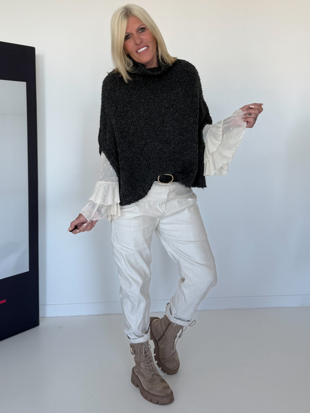 Cozy chunky-knit slipover - anthracite