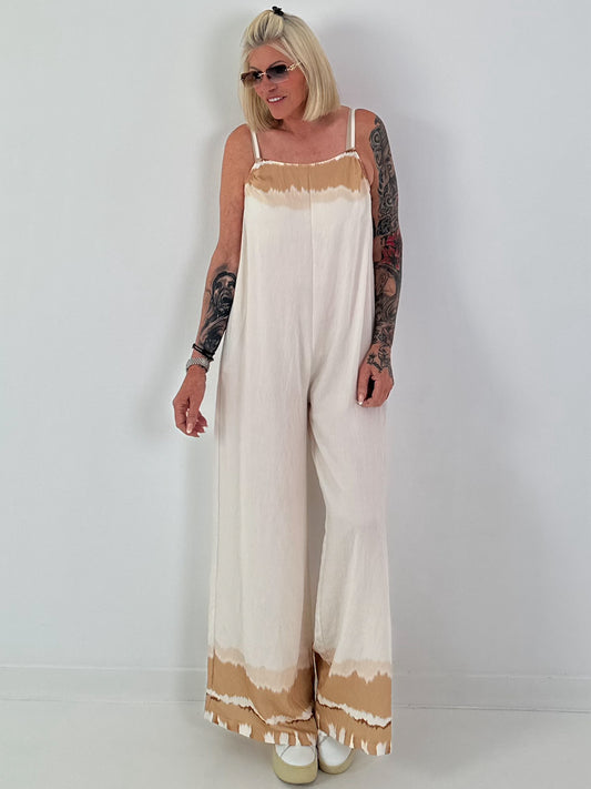 Jumpsuit with narrow straps - cream