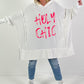 Oversized Hoodie Modell "Holy Chic" - weiss-neonpink