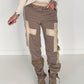 Sweathose im Materialmix - taupe-beige