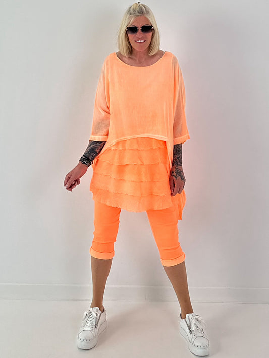 Tunika im Layer-Look - neonorange