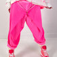 Suede-look trousers, model "Soft Layer" - neon pink