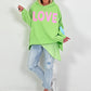 Oversized hoodie met liefdesmotief - groen