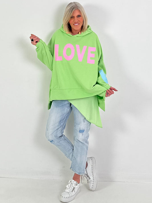 Oversized Hoodie Love - grün