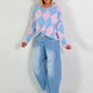 Sweater im Rautenmuster - hellblau-rosa
