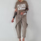 Sweatshirt Hose mit lässigen Details - taupe