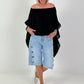 Tunic with side ruffles - black