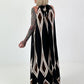 Neckholder Kleid mit All-Over Muster - schwarz-braun-mehrfarbig