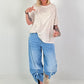 T-Shirt mit Herz-Applikationen - beige