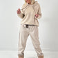 Leather-look trousers, model "Cream Flow" - beige