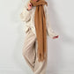 Scarf with fringes model "Fleur de Charme" - camel