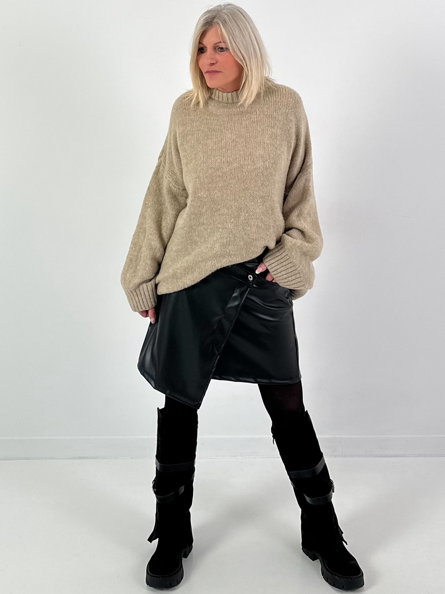 Leather-look skirt, model "Fearless Faux" - black