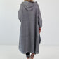 Hooded coat with print - gray