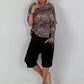 Pailletten Shirt mit Allover Leo Muster - dunkelbraun-mehrfarbig