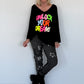 Hose im Materialmix - used-black