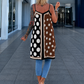 Luftiges Long Top / Kleid mit Muster - schwarz-mehrfarbig