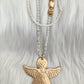 Necklace with angel pendant - white gold