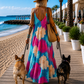 Ibiza Sommerkleid - türkis - mehrfarbig
