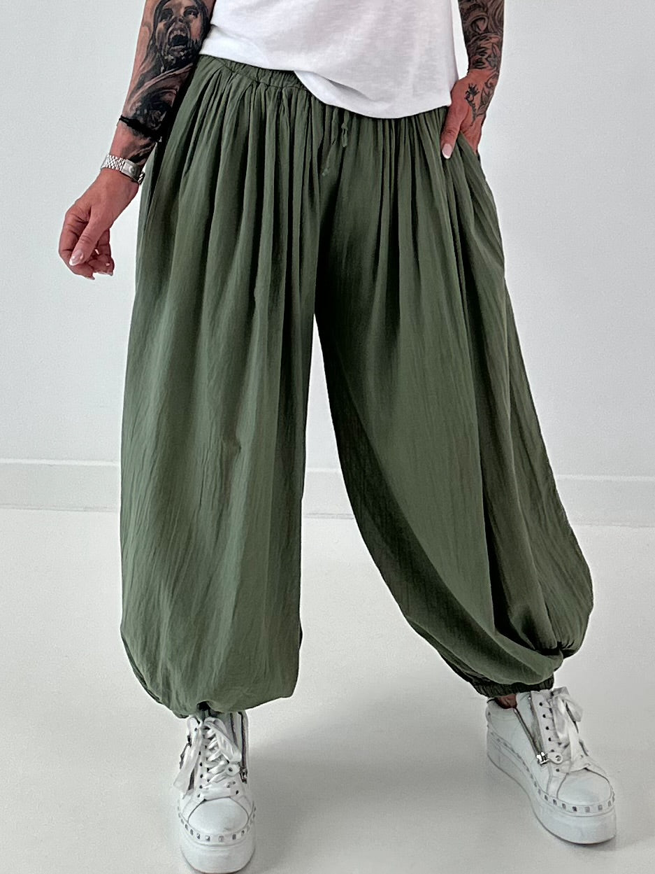 Light harem pants - olive