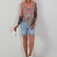Top Dolce Vita mit kleinem Leo-Muster - taupe-beige-mehrfarbig