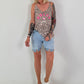 Top Dolce Vita mit kleinem Leo-Muster - taupe-beige-mehrfarbig