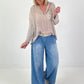 Tunic with crochet inserts - beige